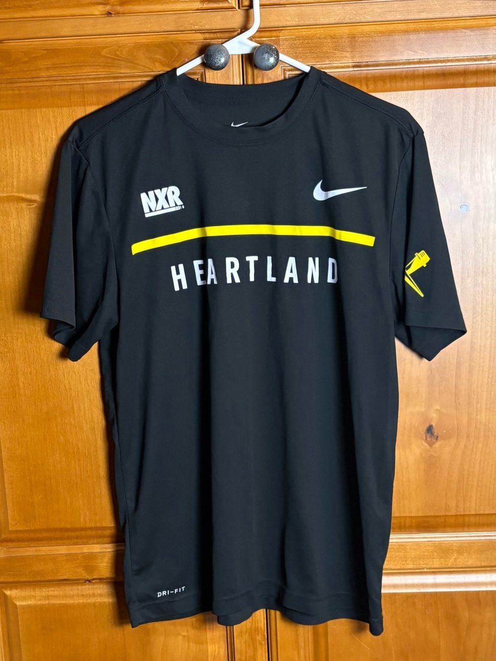 Nike Black Heartland Short-Sleeve Performance Tee with Yellow Accents